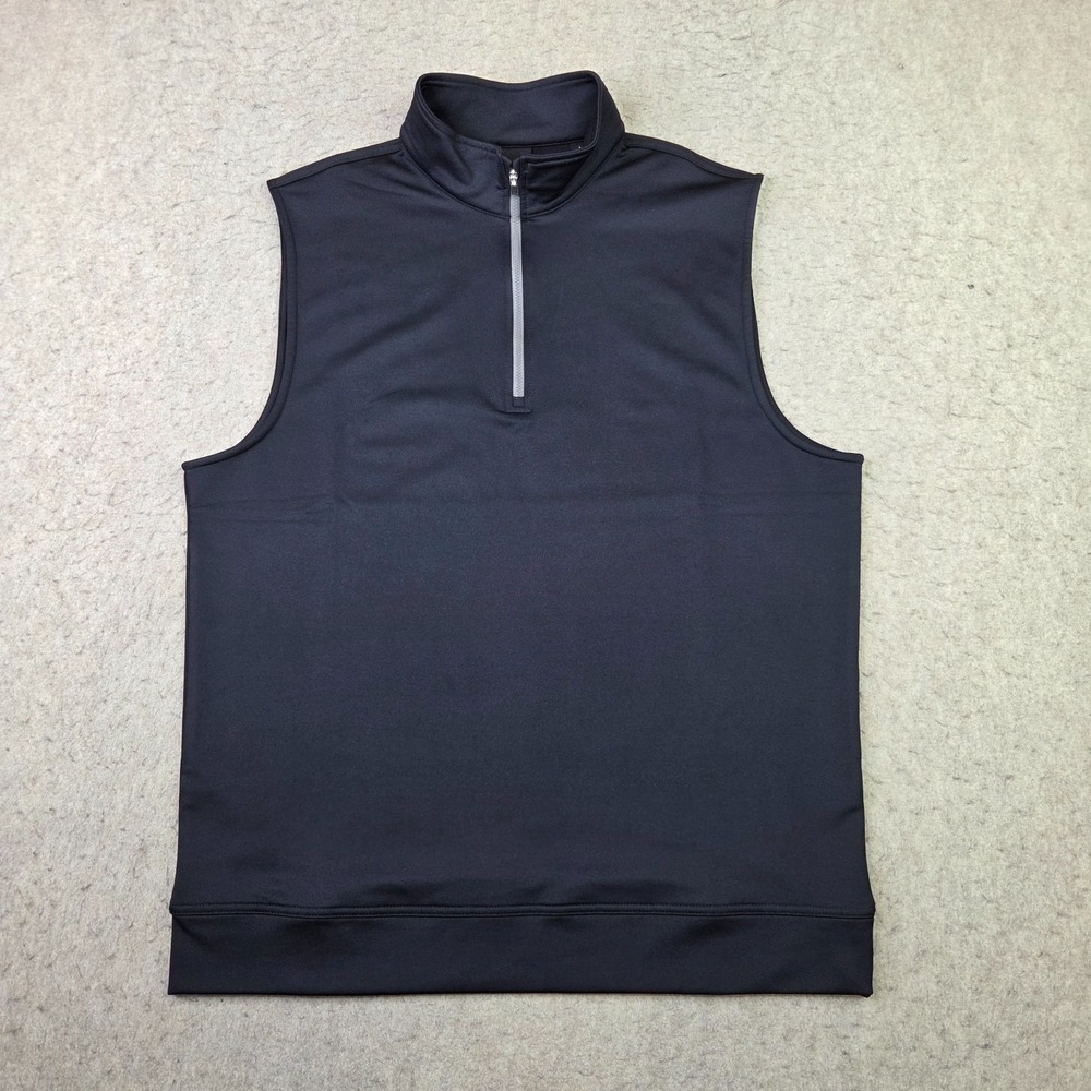 Dunning Golf 1/4 Zip Vest Pullover Mens M Black Performance Sleeveless Mock Neck